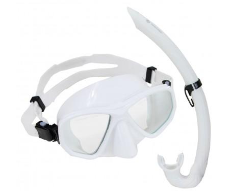 عینک غواصی سیلیکونی + اسنورکل رنگ سفید  کد MZDCS4-WH