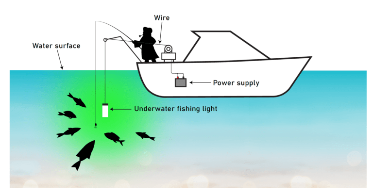 چراغ ماهیگیری زیر آب 60 وات کد MZFUFL-60W-GN
